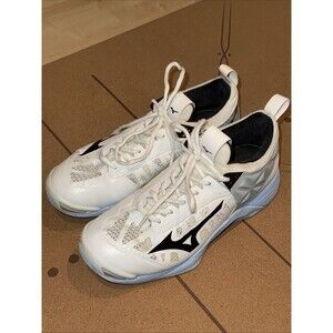 Mizuno Women's Wave Momentum Athletic Volleyball  Shoe White Blue Size 8.5